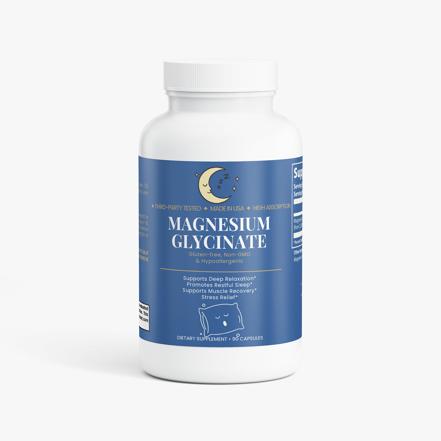 Magnesium Glycinate- 90 Capsules| 2,500mg | Sleep, Muscle, & Heart Support | Vegan, Third Party Tested, Gluten Free, Non-GMO, by Double Wood Supplements